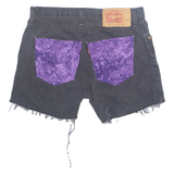 LEVI'S Cut Off Patterned Pocket 501 Womens Denim Shorts Black M W33