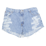 LEVI'S Cut Off Distressed 550 Womens Denim Shorts Blue M W33