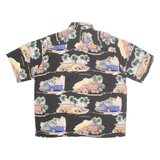 REYN SPOONER Mens Hawaiian Shirt Black Crazy Pattern L