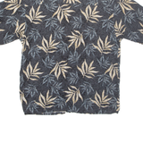 MANHATTAN Mens Hawaiian Shirt Black Floral M