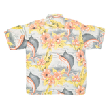 ROUNDY BAY Mens Hawaiian Shirt Grey Floral L