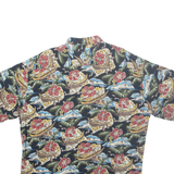 HALF MOON BAY Mens Hawaiian Shirt Black Crazy Pattern 2XL