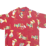 CHEROKEE Mens Hawaiian Shirt Red Crazy Pattern M