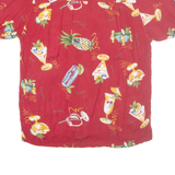CHEROKEE Mens Hawaiian Shirt Red Crazy Pattern M