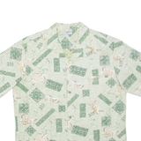 ROYAL CREATIONS Mens Hawaiian Shirt Green Crazy Pattern L