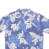 BLUE WAVE Mens Hawaiian Shirt Blue Floral L