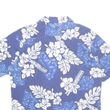 BLUE WAVE Mens Hawaiian Shirt Blue Floral L
