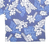 BLUE WAVE Mens Hawaiian Shirt Blue Floral L