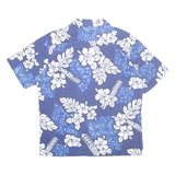 BLUE WAVE Mens Hawaiian Shirt Blue Floral L