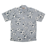 COOKE STREET Mens Hawaiian Shirt Grey Floral L