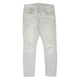 LEVI'S 512 Jeans Distressed Mens Grey Slim Tapered Stone Wash W34 L32