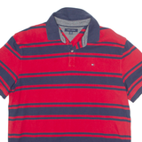 TOMMY HILFIGER Mens Polo Shirt Red Striped XL