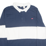 LEVI'S Mens Polo Shirt Blue Colourblock Long Sleeve 2XL
