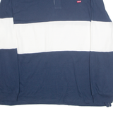LEVI'S Mens Polo Shirt Blue Colourblock Long Sleeve 2XL