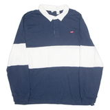 LEVI'S Mens Polo Shirt Blue Colourblock Long Sleeve 2XL