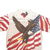 COTTON TRADERS USA Mens Polo Shirt Cream 90s Crazy Pattern XL