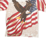 COTTON TRADERS USA Mens Polo Shirt Cream 90s Crazy Pattern XL