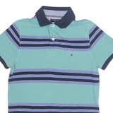 TOMMY HILFIGER Mens Polo Shirt Blue Striped S
