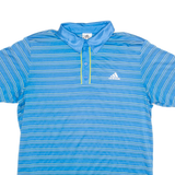 ADIDAS Stretch Mens Polo Shirt Blue Striped M