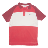 LACOSTE Mens Polo Shirt Red 90s Colourblock M
