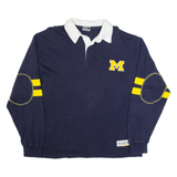 COLOSSEUM Michigan Wolverines Mens Polo Shirt Blue Long Sleeve L