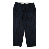 Check Mens Trousers Green Regular Tapered W34 L30