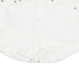 DICKIES Turn Up Womens Denim Shorts White S W28