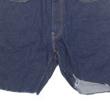 LEVI'S Cut Off Turn Up Premium E 541 Mens Denim Shorts Blue L W36