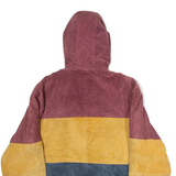 OUTBROOK Womens Jacket Maroon Leather Suede 90s Hooded Colourblock M