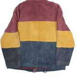 OUTBROOK Womens Jacket Maroon Leather Suede 90s Hooded Colourblock M