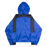 MARLBORO Mens Rain Jacket Blue Nylon 90s Hooded Colourblock L