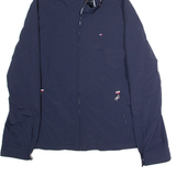 TOMMY HILFIGER Mens Rain Jacket Blue Nylon Hooded L