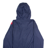 REEBOK Fleece Lined Mens Jacket Blue Hooded Striped L