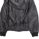 SERGIO VALENTE Mens Jacket Black Leather 90s Hooded M