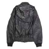 SERGIO VALENTE Mens Jacket Black Leather 90s Hooded M