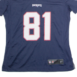 NIKE New England Patriots Home #81 Moss Womens Jersey Blue USA V-Neck M