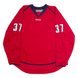 REEBOK #37 Hockey Mens Jersey Red Long Sleeve USA V-Neck 2XL