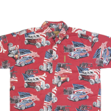 CLEARWATER Cars USA Mens Shirt Red Crazy Pattern L