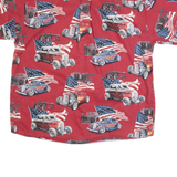 CLEARWATER Cars USA Mens Shirt Red Crazy Pattern L