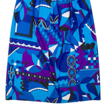 Womens Straight Skirt Blue Midi Crazy Pattern S