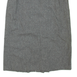 Womens Pleated Skirt Grey Knee Length Wool S