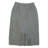Womens Pleated Skirt Grey Knee Length Wool S