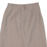 Womens Pleated Skirt Beige Knee Length Wool S