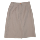 Womens Pleated Skirt Beige Knee Length Wool S