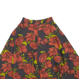 Womens A-Line Skirt Black Knee Length Wool Floral S