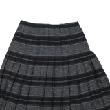 Womens Pleated Skirt Grey Knee Length Wool Striped M