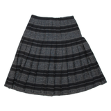 Womens Pleated Skirt Grey Knee Length Wool Striped M