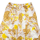 Womens Pleated Skirt Brown Midi Floral S