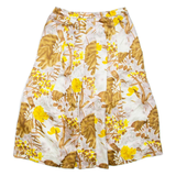 Womens Pleated Skirt Brown Midi Floral S
