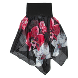 Womens Flare Skirt Black Midi Floral S